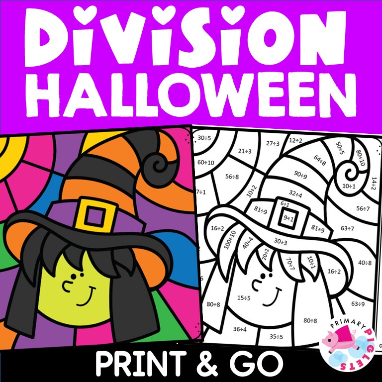 Halloween Color by Number Division Halloween Color by Code