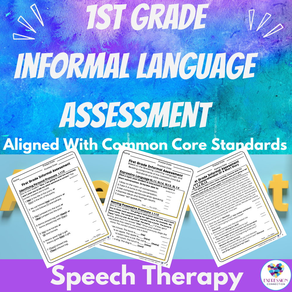 Informal Language Assessment 1st Grade Common Core Aligned Speech Therapy