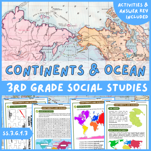 Continents and Oceans Activity & Answer Key 3rd Grade Social Studies's featured image