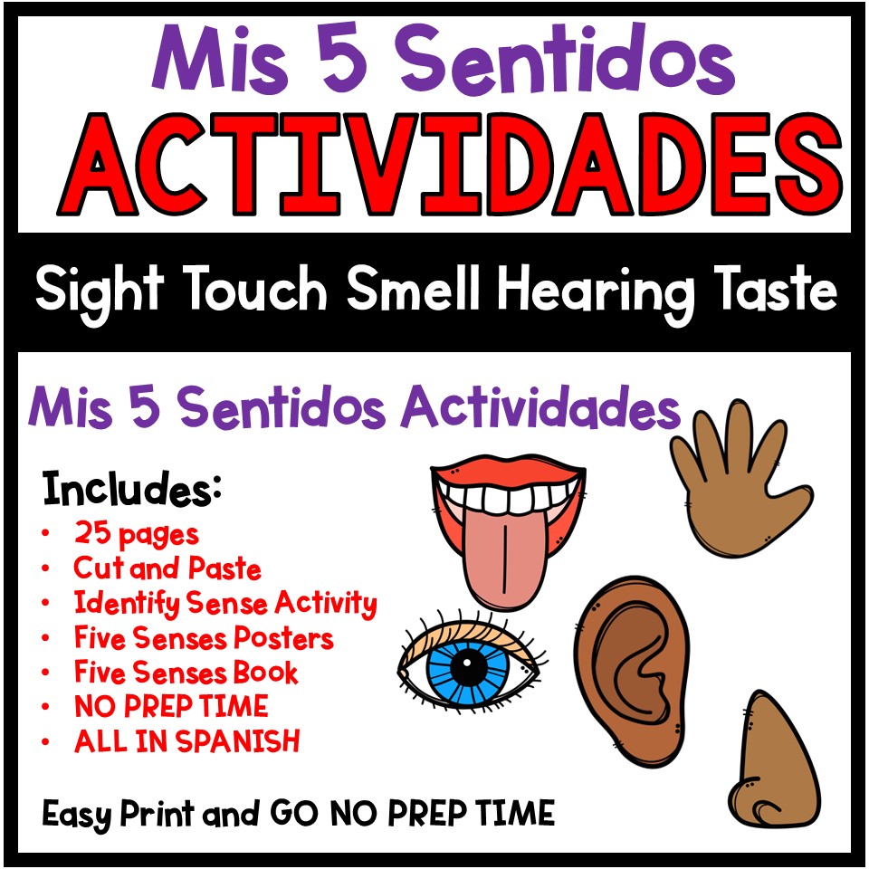 Mis Cinco Sentidos Acitivitidades Five Senses Spanish Activities