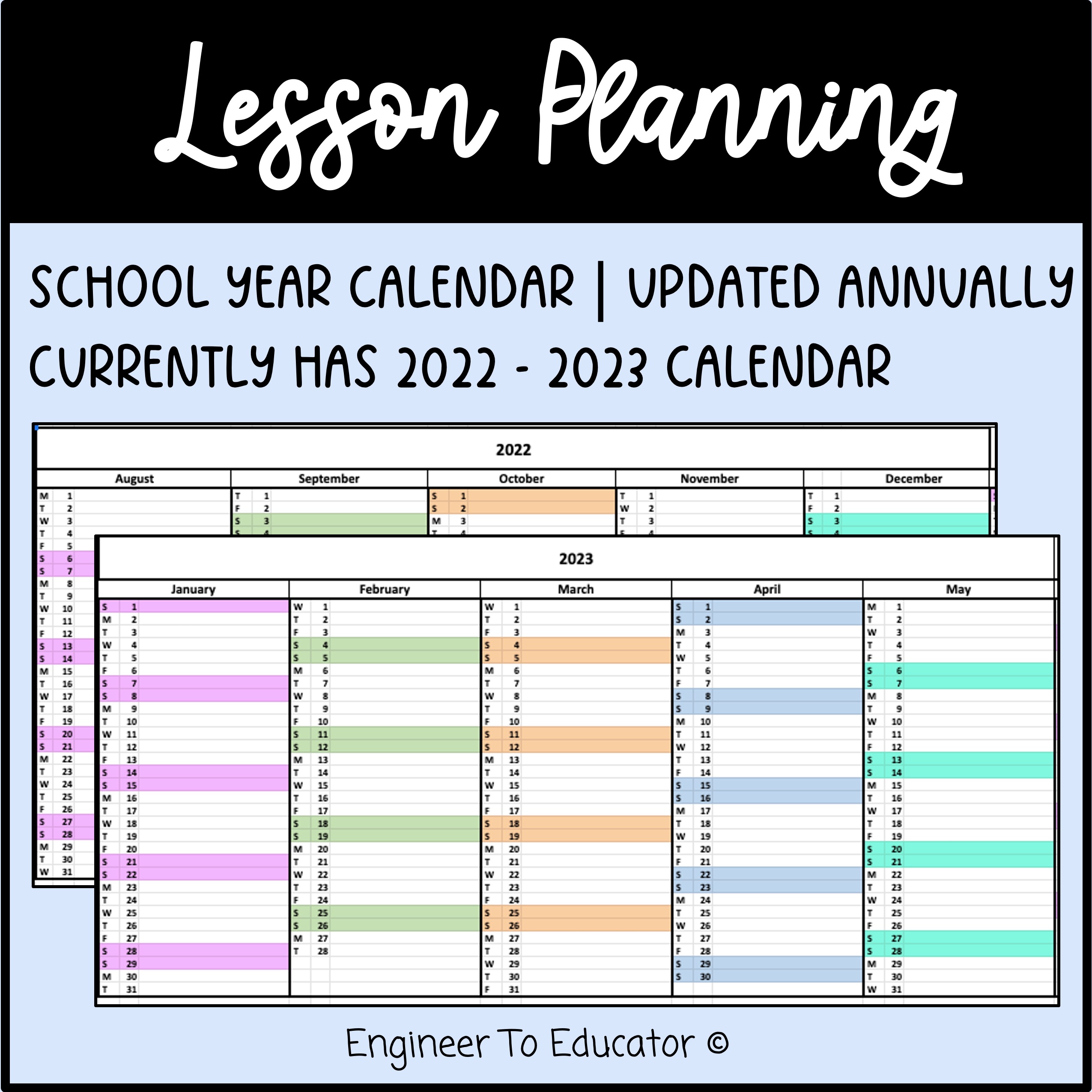 Yearly / Annual Overview Planning Template UPDATED EACH YEAR - Classful