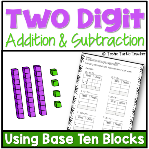 2-Digit Addition & Subtraction with and without Regrouping Using Base Ten Blocks's featured image
