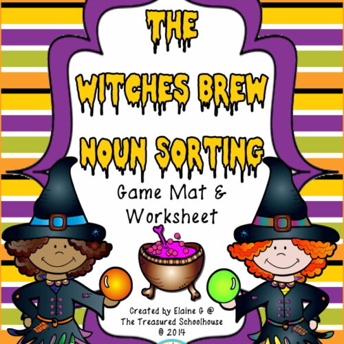 Noun Sorting Game and Record Sheet with Witches for Halloween's featured image