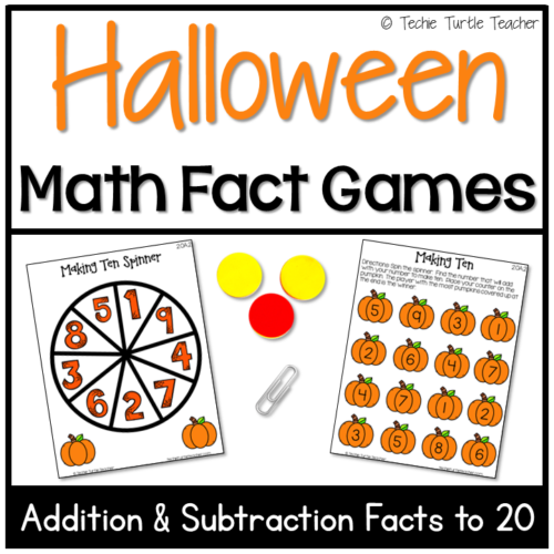 Addition and Subtraction Halloween Math Fact Games: Partner Center Activities's featured image
