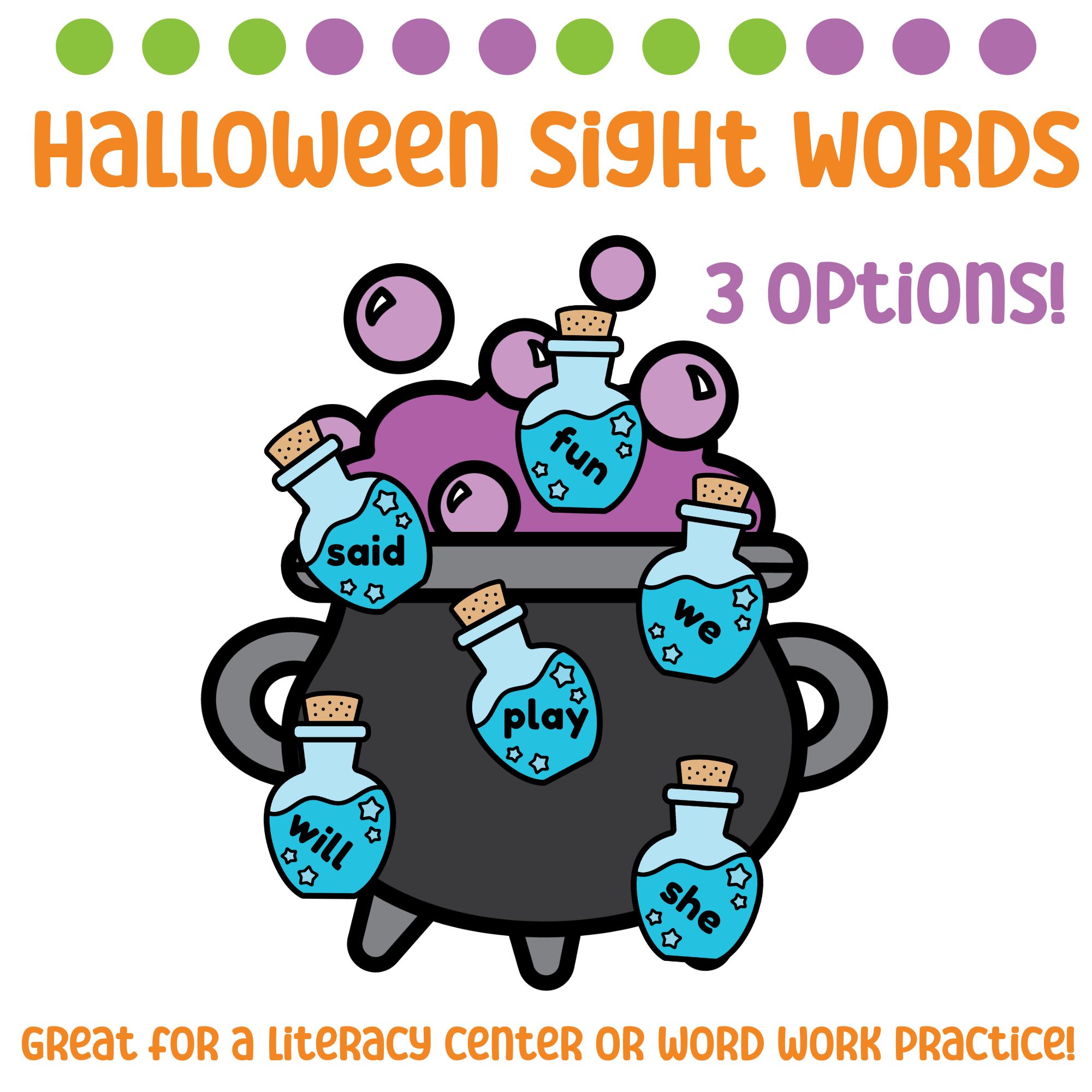 Halloween Sight Words and Word Work Practice and Craft Activity