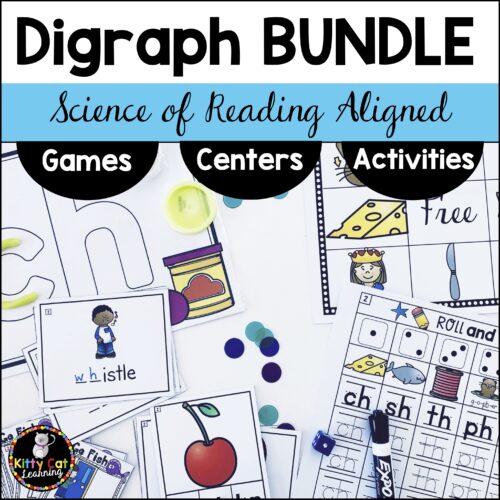 Consonant Digraph Centers, Games & Activities BUNDLE - 1st Grade Phonics Activities for Consonant Digraphs - ch, sh, th, ph, wh, kn, qu, wr's featured image