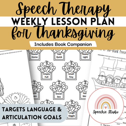 Thanksgiving Speech Therapy Thematic Unit + Lesson Plan | Speech + Language Activities's featured image