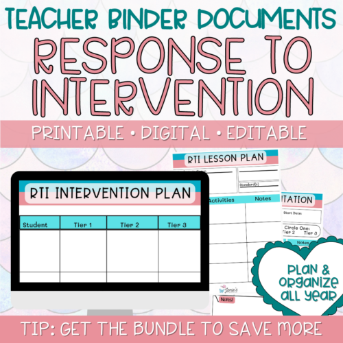 Teacher Binders/Planner - Binder Documents: Response to Intervention Documents - Pink & Teal Theme's featured image