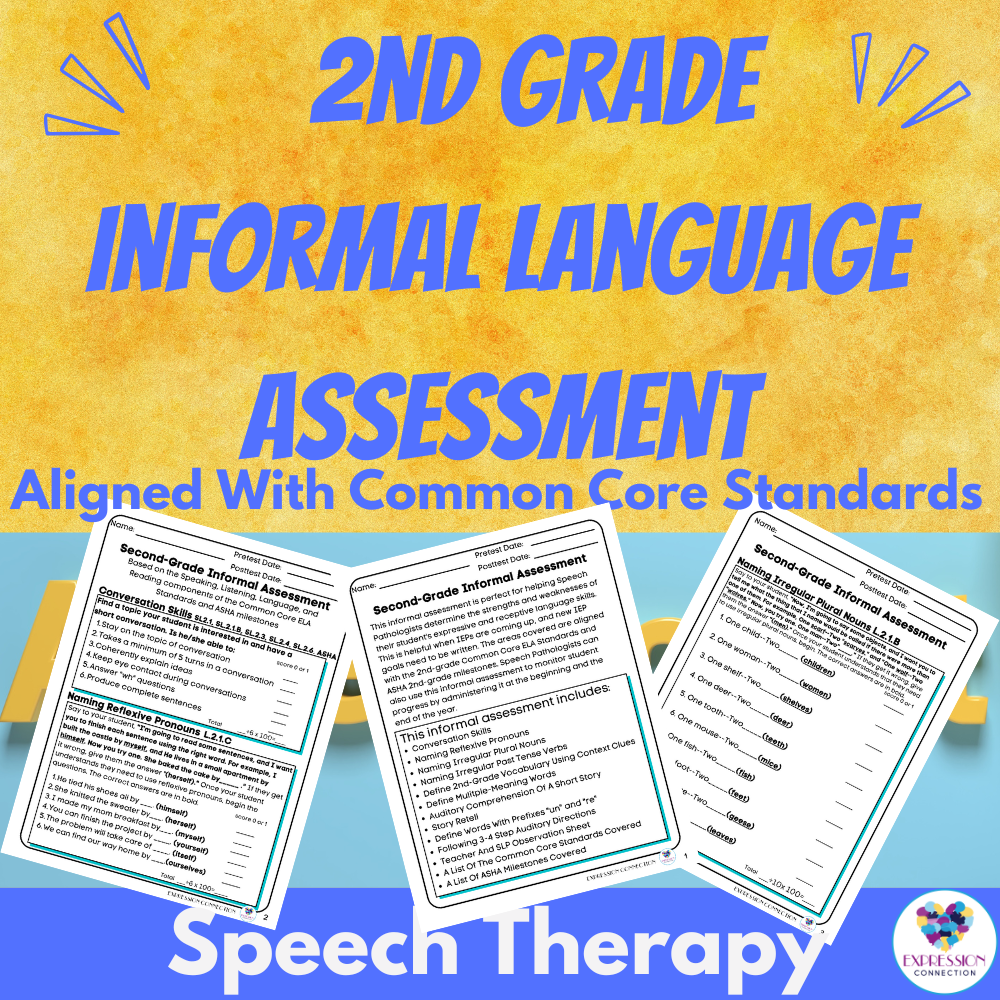 Informal Language Assessment Common Core Aligned 2nd Grade Speech Therapy