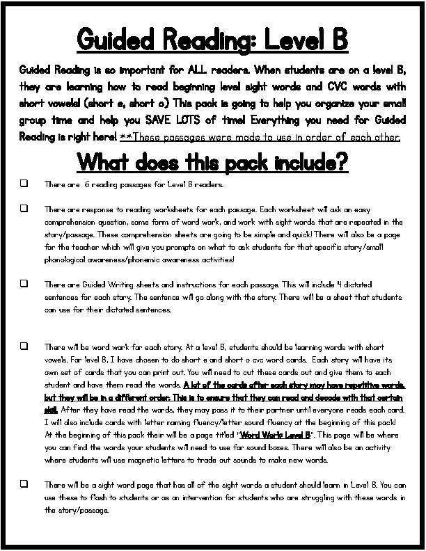 All About Level B Guided Reading  Guided reading, Guided reading