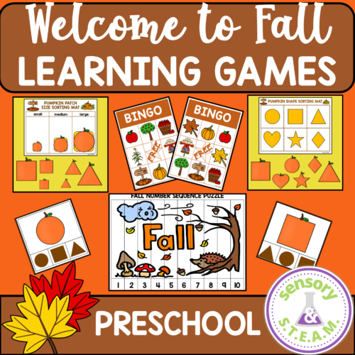 FALL Theme NO PREP Learning Games for Preschool Seasonal Games | Bingo, number order, shape sort's featured image