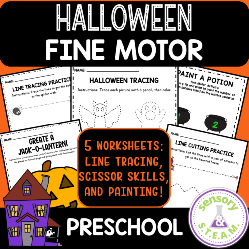 HALLOWEEN Fine Motor Activity Worksheets for Preschool and Toddlers's featured image