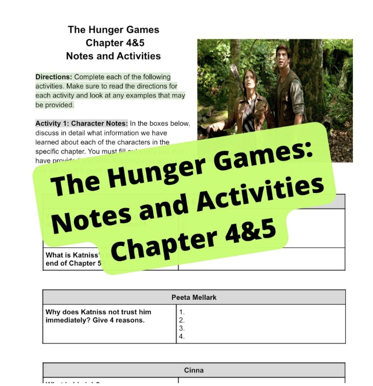 The Hunger Games: Ch. 4 and 5 Notes and Activities