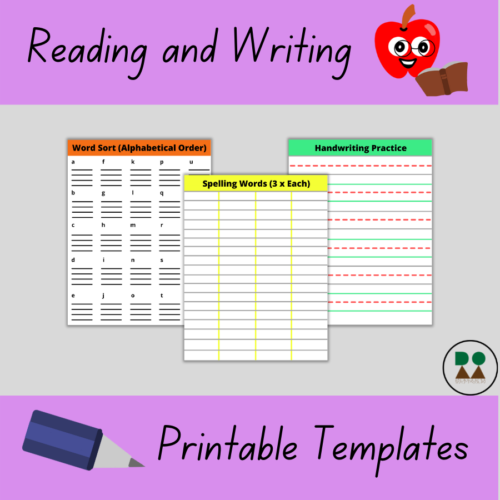 Spelling Words, Handwriting, and Word Sort Templates (3 sheets) - Classful