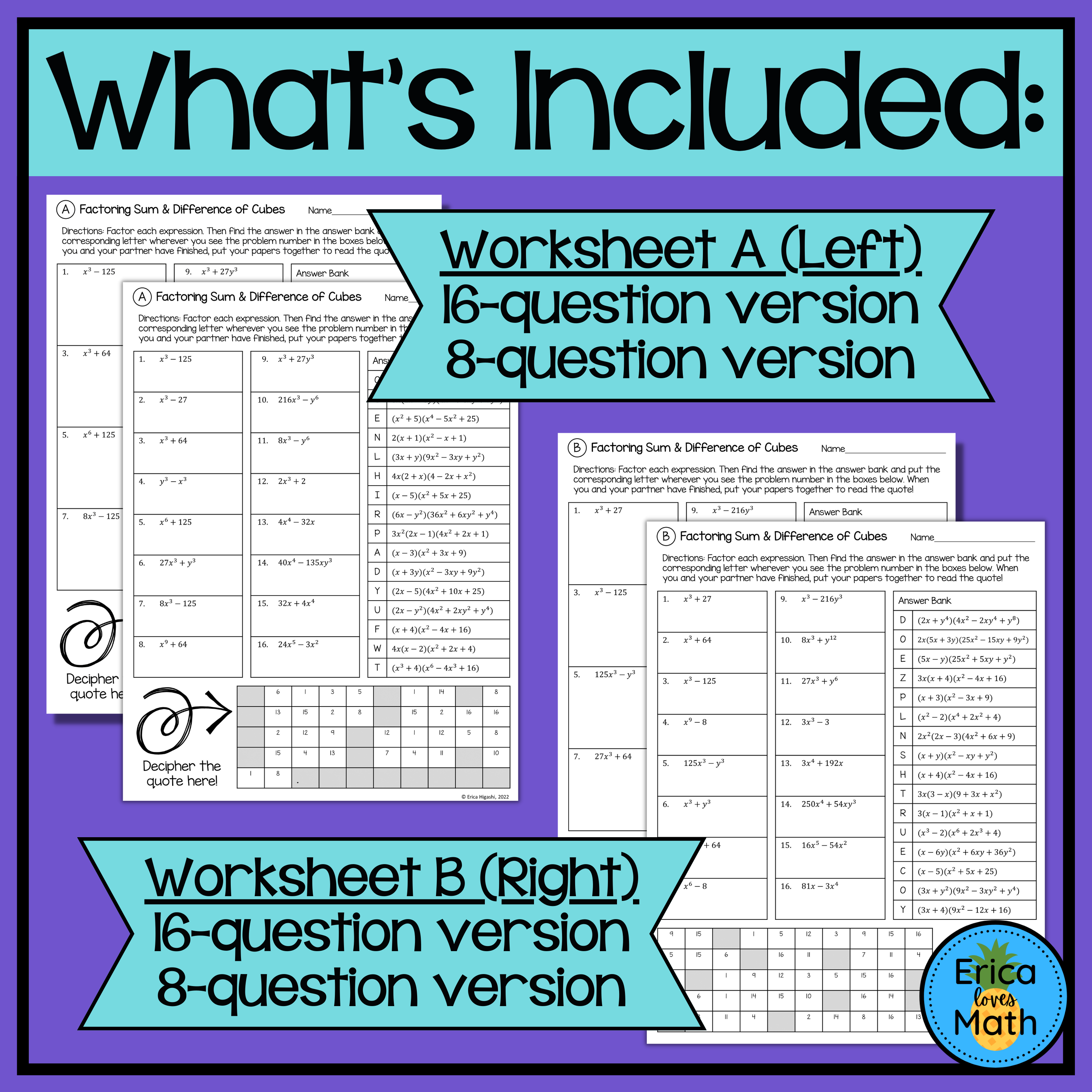 sum of cubes worksheet