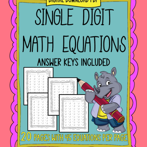 Single Digit Math ADDITION Equations | Answer Key Included | DIGITAL DOWNLOAD PDF | CCSS's featured image