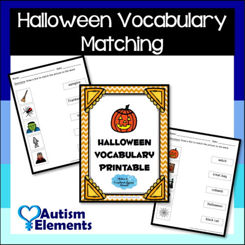 Halloween Matching Vocabulary Printable- Halloween- Autism & SPED Resources's featured image