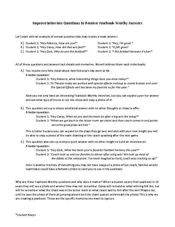 How to Improve Interview Questions to Receive YearbookWorthy Answers