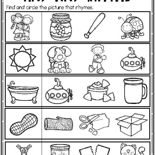 No Prep Rhyming Worksheets for Preschool and Kindergarten - Classful