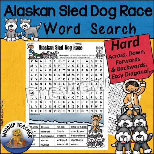 Alaskan Sled Dog Racing Word Search | HARD Puzzle's featured image