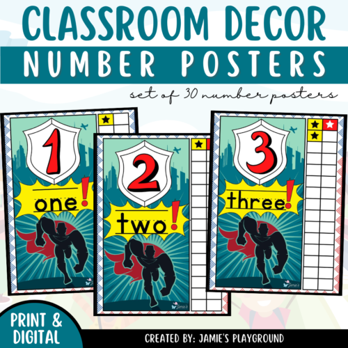 Number Words Posters 1 - Superhero Classroom Decor Number Recognition's featured image