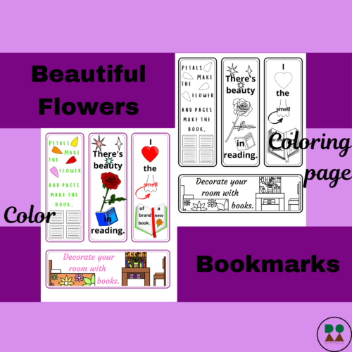 Beautiful Flowers-Themed Printable Bookmarks (full color and coloring page, 4-packs), reading incentives's featured image