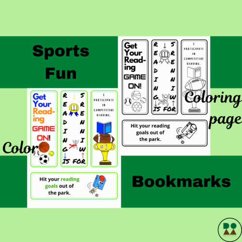 Sports Fun-Themed Printable Bookmarks (full color and coloring page, 4-packs), reading incentives's featured image