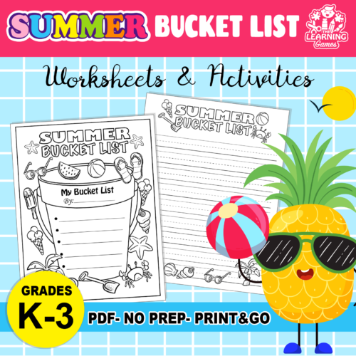 Summer Bucket List: End-of-Year Writing Activity - Coloring + Writing Practice's featured image