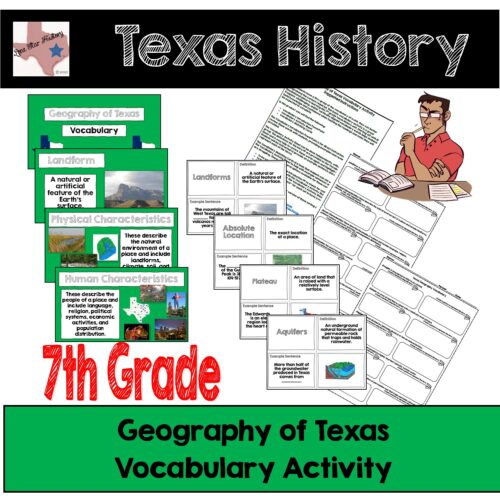 Texas Geography Vocabulary Activity - Texas History's featured image