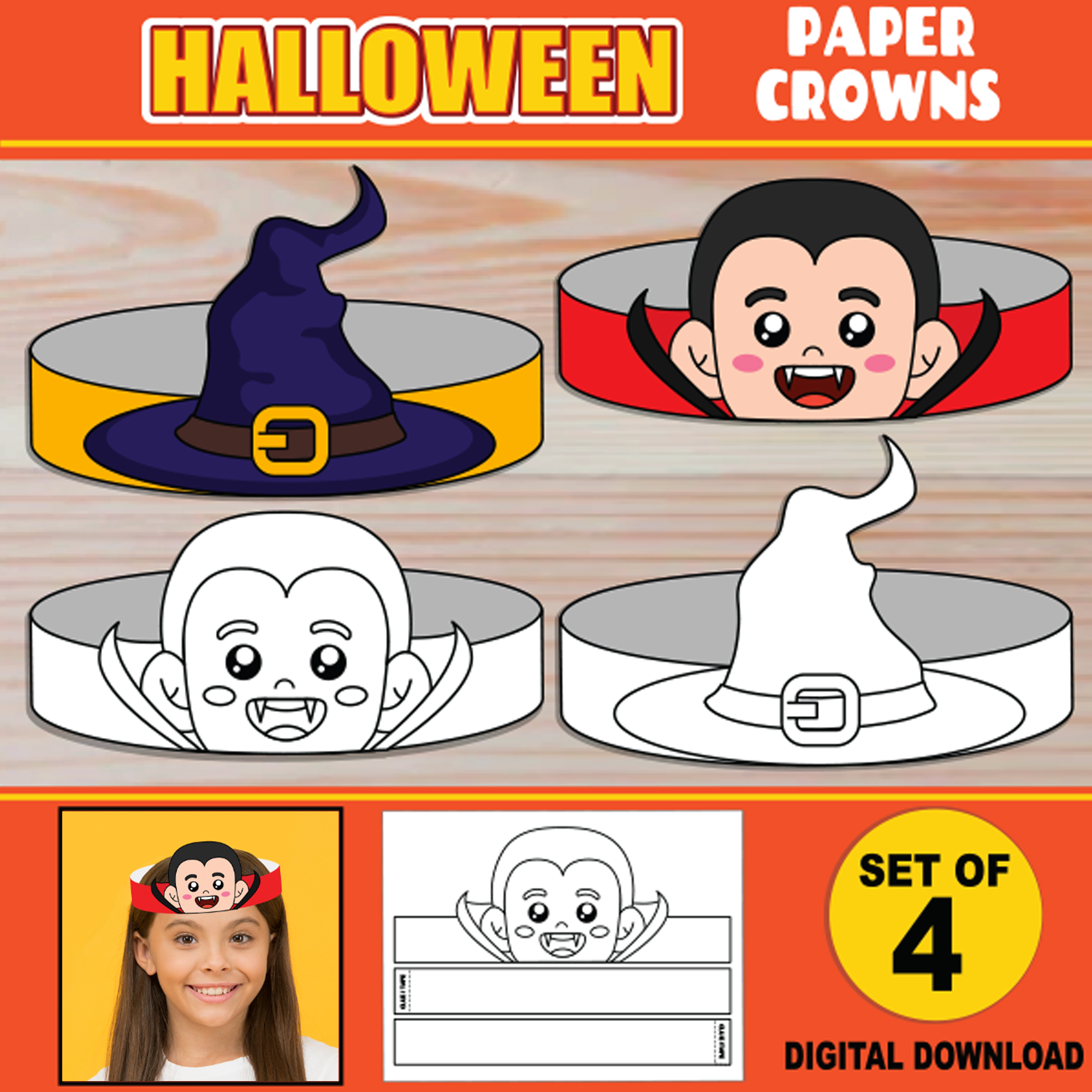 Halloween Headbands Paper Hat / Crown | Halloween Craft Activity BUNDLE ...