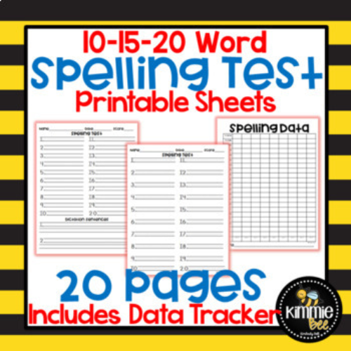 Spelling Test Printable Sheets and Data Tracker's featured image