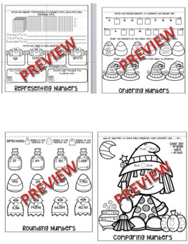 October Halloween Math Place Value Review Flipbook 3rd Grade 4th Grade ...
