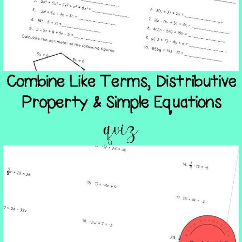 Combine Like Terms, Distributive Property, Simple Equations Quiz's featured image