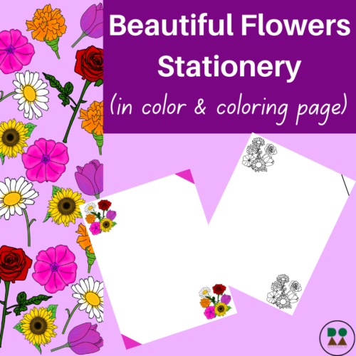 Beautiful Flowers Printable Stationery (color and coloring pages), writing incentive's featured image