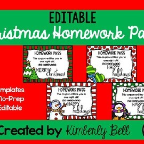 1st 2nd 3rd 4th 5th Grade Christmas Holiday Homework Pass Gift Idea's featured image