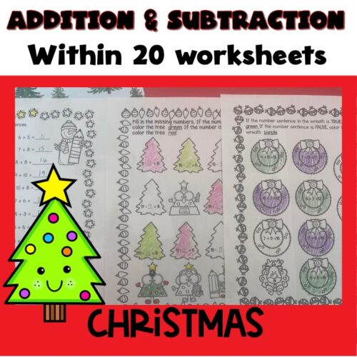 Christmas Addition and Subtraction Within 20 Worksheets's featured image