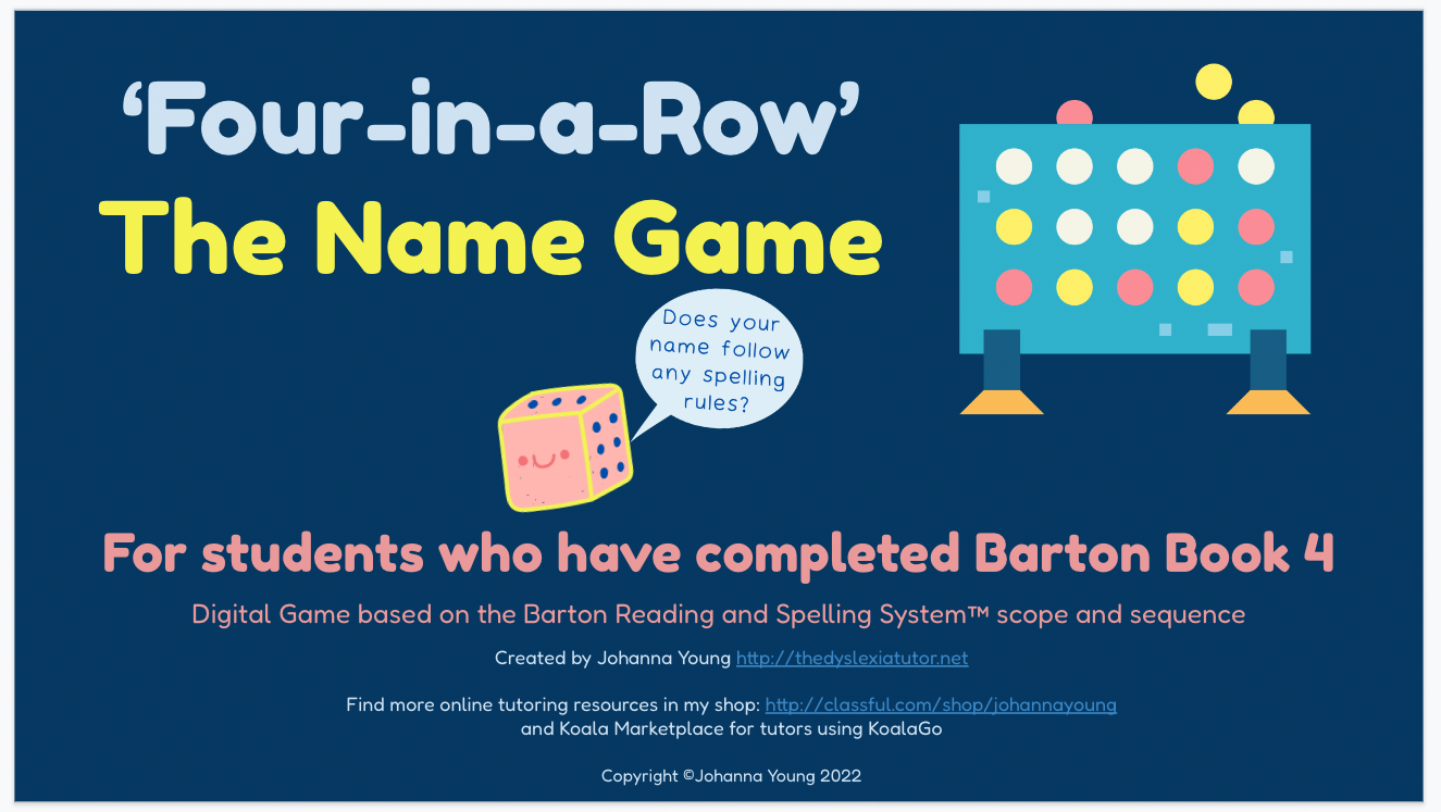 'The Name Game' for Barton Book 4