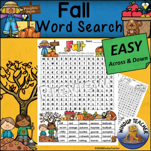 Fall Word Search | EASY Puzzle | Ready to Go!'s featured image