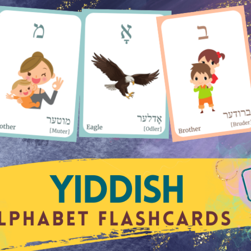 YIDDISH Alphabet FLASHCARD with picture, Learning Yiddish, Yiddish Letter Flashcard,Yiddish Language,Digital Download's featured image