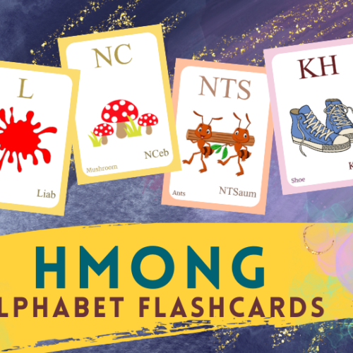 HMONG Alphabet FLASHCARD with picture, Learning Hmong, Hmong Letter Flashcard,Hmong Language Digital Download's featured image