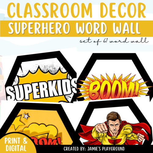 Word Wall - EDITABLE Superhero Classroom Decor Word Wall Cards's featured image