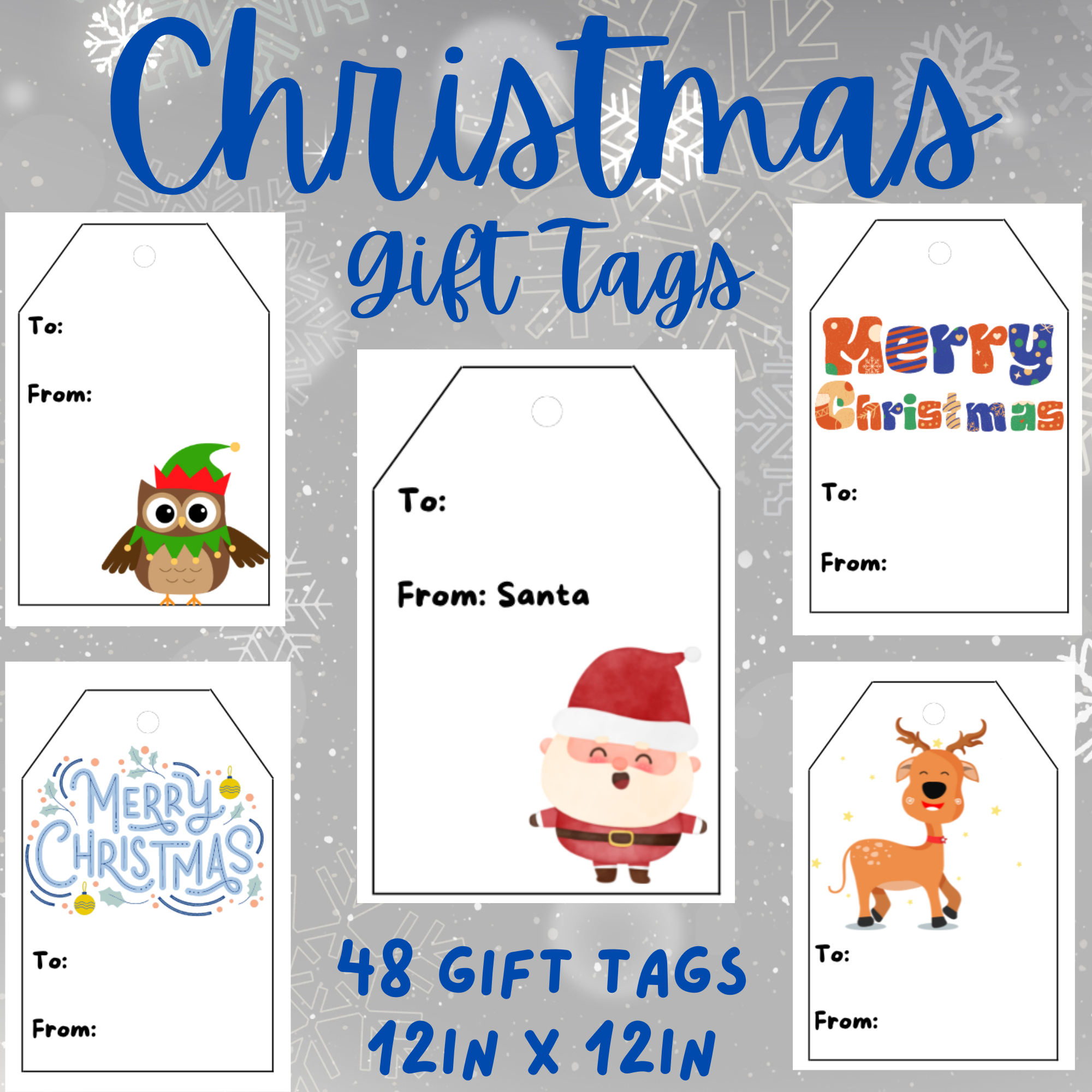 Printable Christmas gift tags 12x12