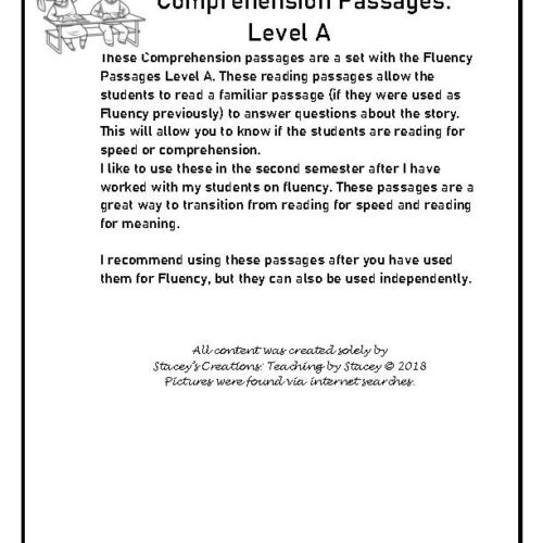 Comprehension Passages with Questions Level A's featured image