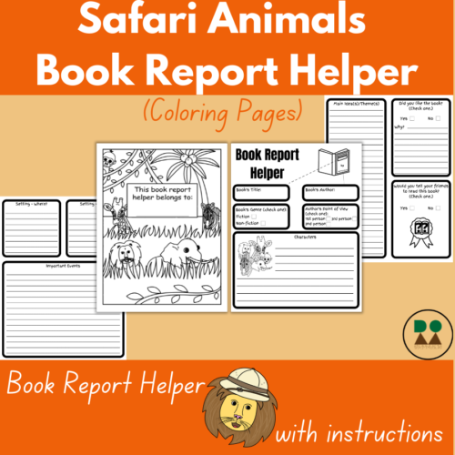 Safari Animals Book Report Helper (coloring pages), reading and writing incentive's featured image