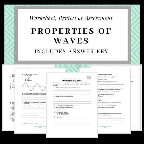 Properties of Waves: Worksheet, Review sheet or Assessment's featured image