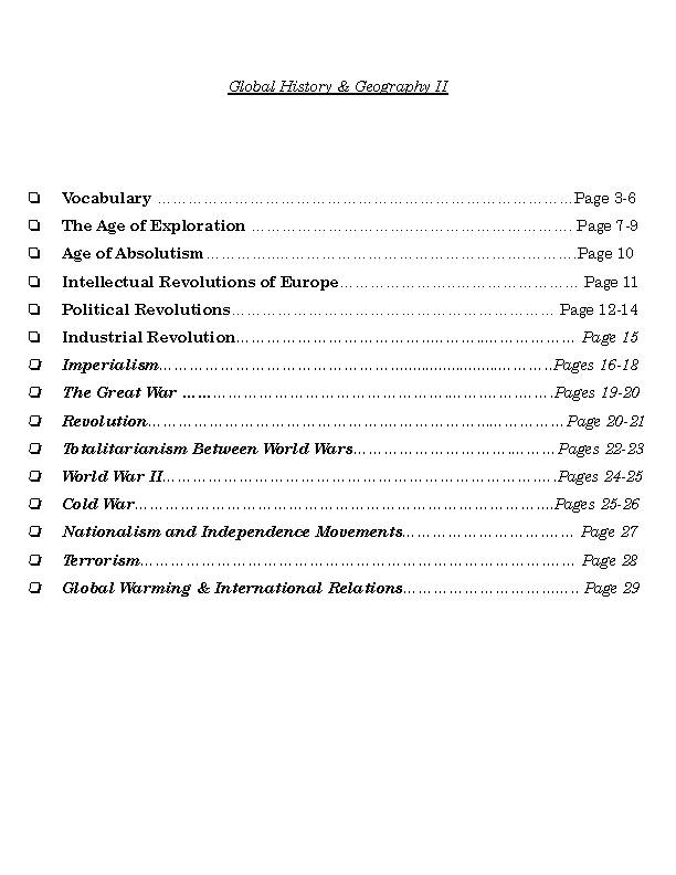 global history and geography essay booklet