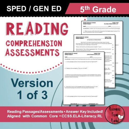 Reading Comprehension Assessment 5th grade volume 1's featured image