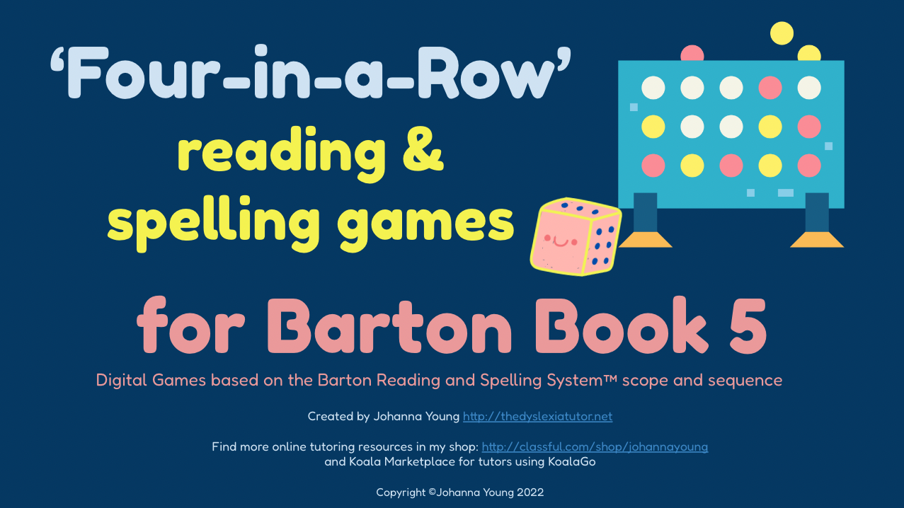 'Four in a Row' Digital Reading & Spelling Games for Barton Book 5