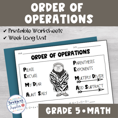 5th grade math worksheets order of operations