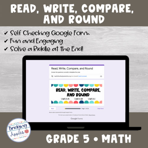 Decimal Activity - Read, Write, Compare, and Round Decimals REVIEW's featured image